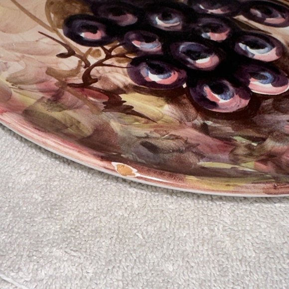 Lot/Set of 2 VTG Peasant Village Italian Pottery Hand Painted Cherries & Grapes - Picture 7 of 11